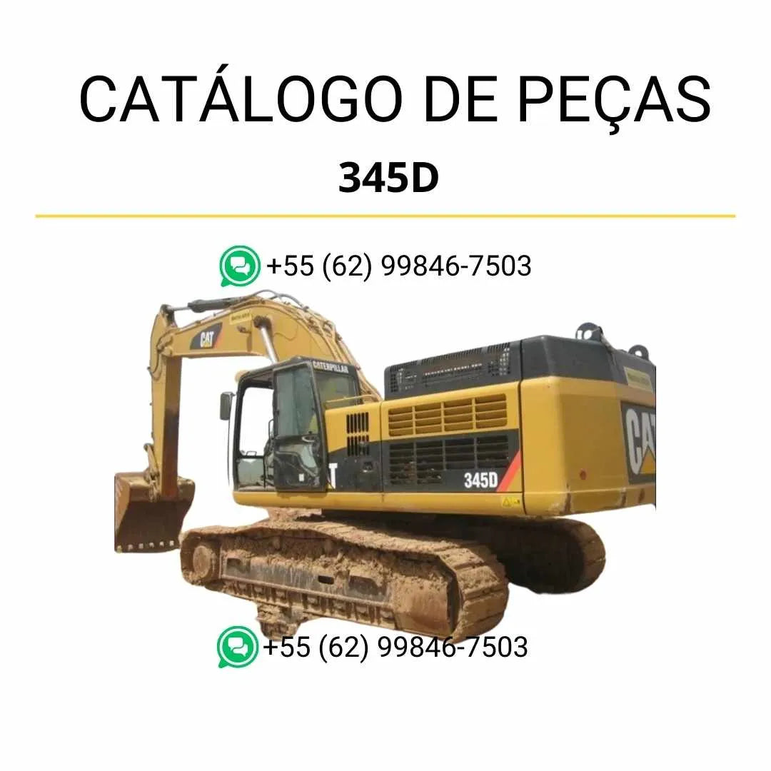 Catálogo de peças Caterpillar 345D escavadeira em PDF com diagramas técnicos precisos e lista completa de componentes originais.