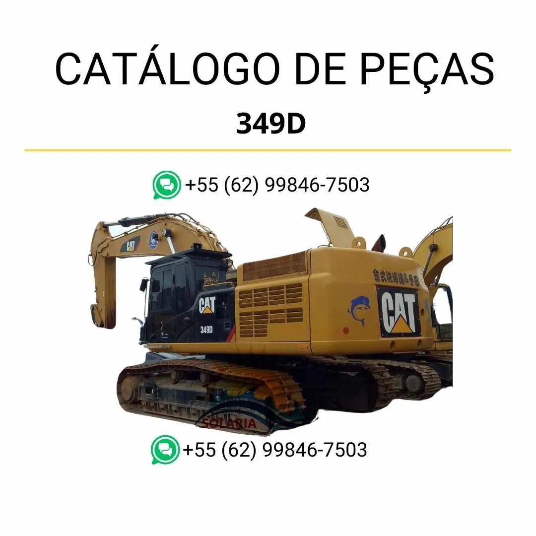 Catálogo de peças Caterpillar 349D escavadeira em PDF com diagramas ilustrativos e lista completa de componentes originais.