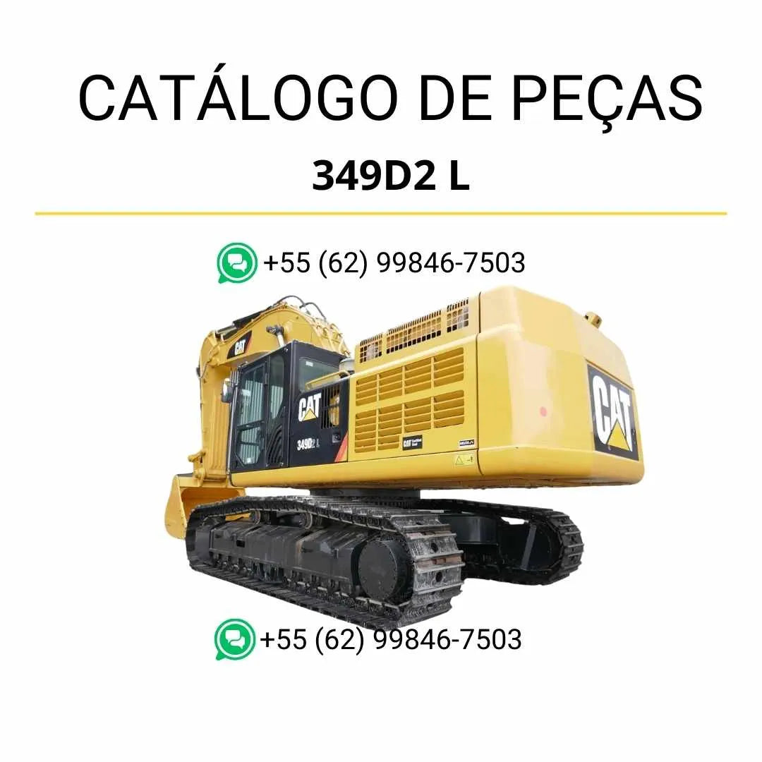 Catálogo de peças Caterpillar 349D2 L escavadeira em PDF com ilustrações técnicas detalhadas e identificação completa dos componentes.