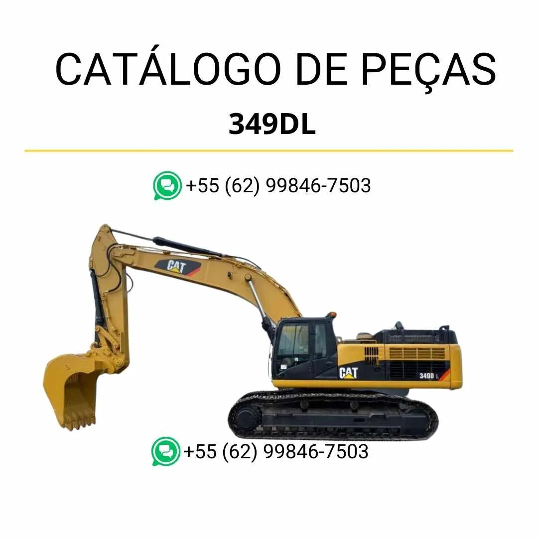 Catálogo de peças Caterpillar 349D L Mobile Hyd Power escavadeira em PDF com ilustrações técnicas e lista detalhada de componentes originais.