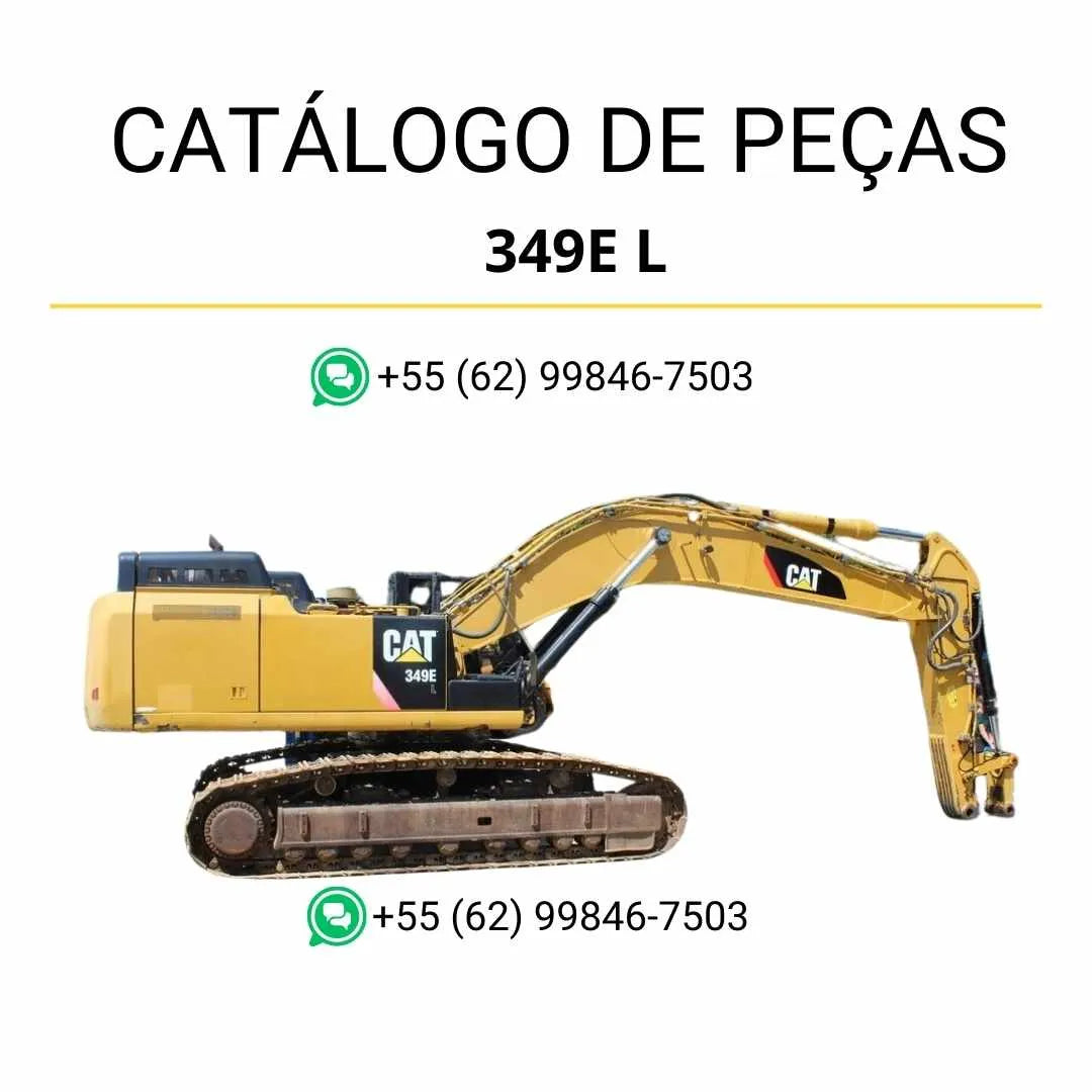 Catálogo de peças Caterpillar 349E L VG escavadeira em PDF com ilustrações detalhadas e lista de componentes originais.