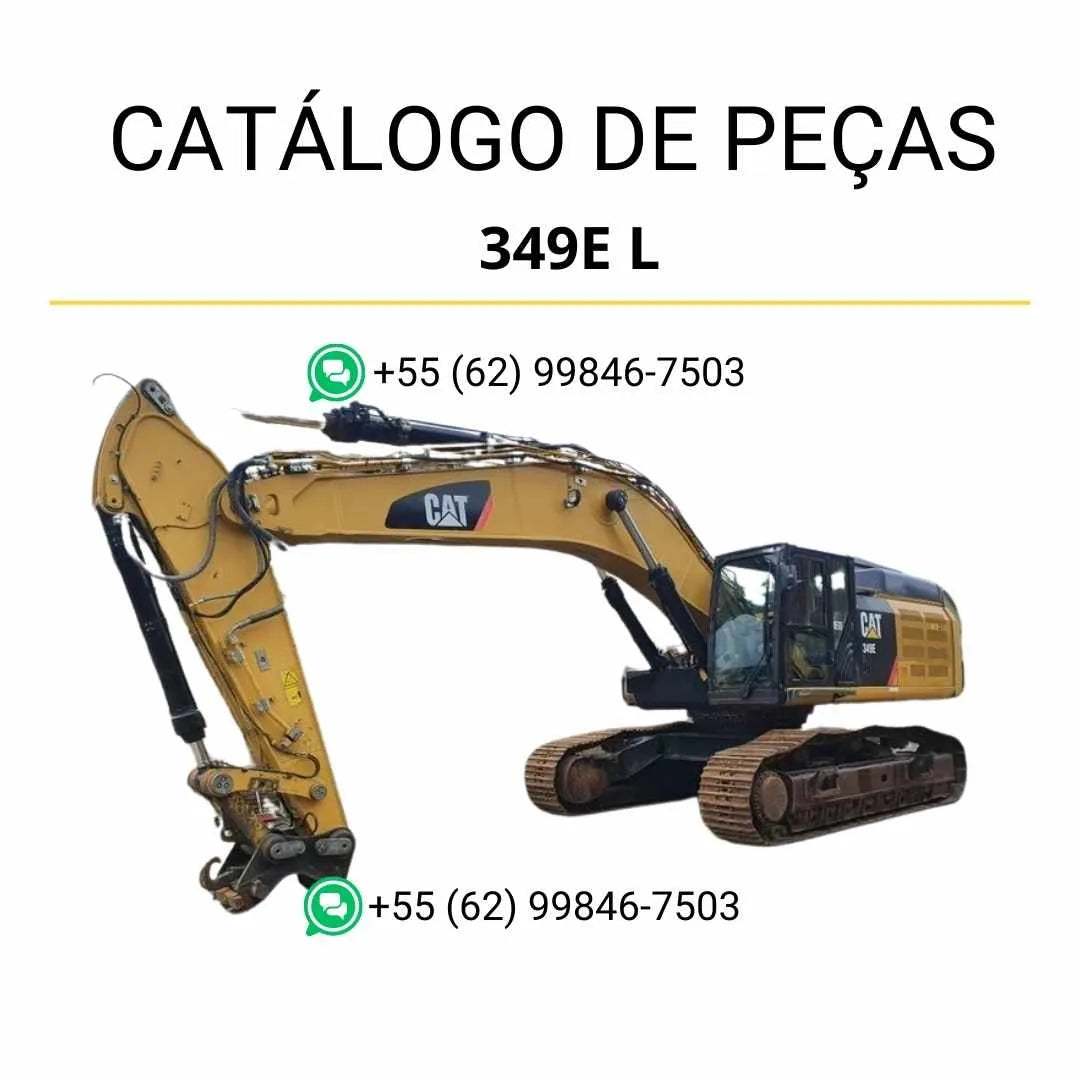 Catálogo de peças Caterpillar 349E L escavadeira em PDF com diagramas ilustrativos e lista completa de componentes originais.