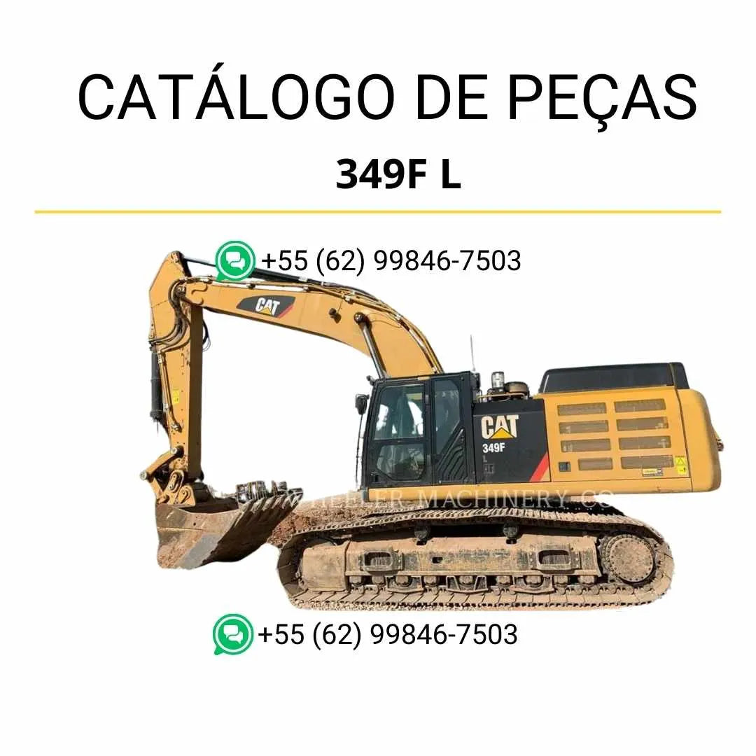 Catálogo de peças Caterpillar 349F L em PDF com diagramas técnicos completos e identificação precisa dos componentes originais da escavadeira.