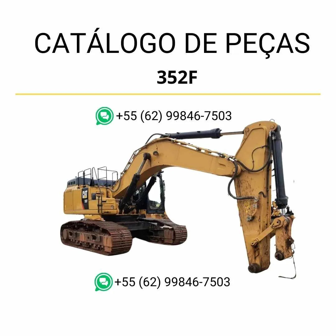 Catálogo de peças Caterpillar 352F XE VG em PDF com ilustrações detalhadas e identificação completa dos componentes originais da escavadeira.