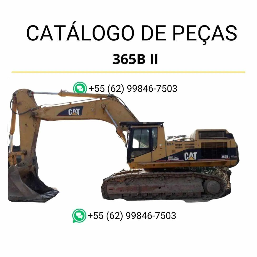 Catálogo de peças Caterpillar 365B II em PDF com diagramas técnicos e identificação completa dos componentes originais da escavadeira.