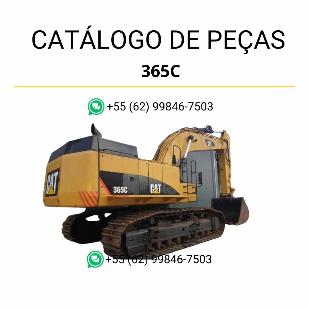 Catálogo de peças Caterpillar 365C em PDF com diagramas técnicos detalhados e identificação completa dos componentes originais da escavadeira.