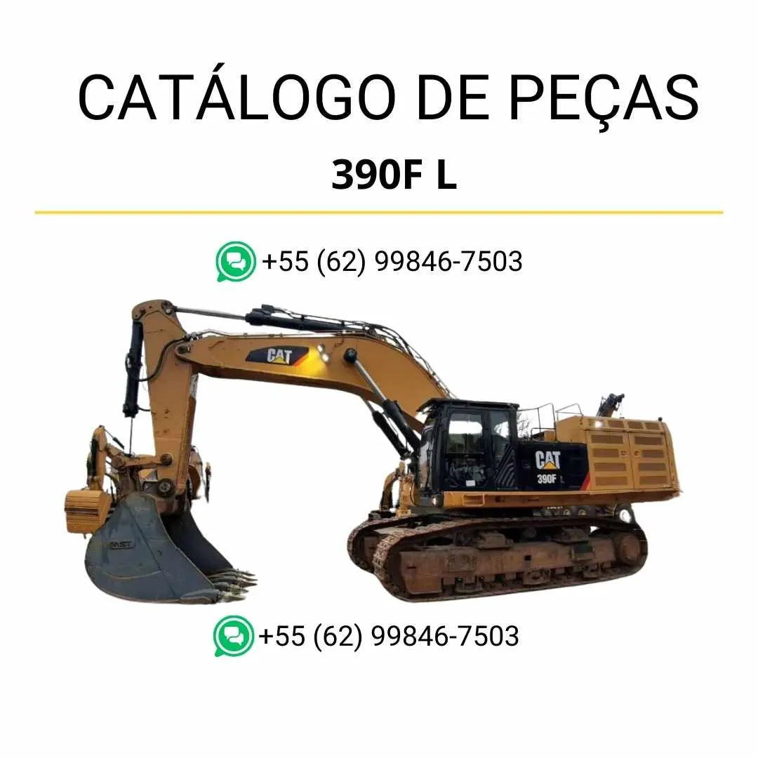 Catálogo de peças Caterpillar 390F L em PDF com ilustrações detalhadas e lista completa de componentes originais.