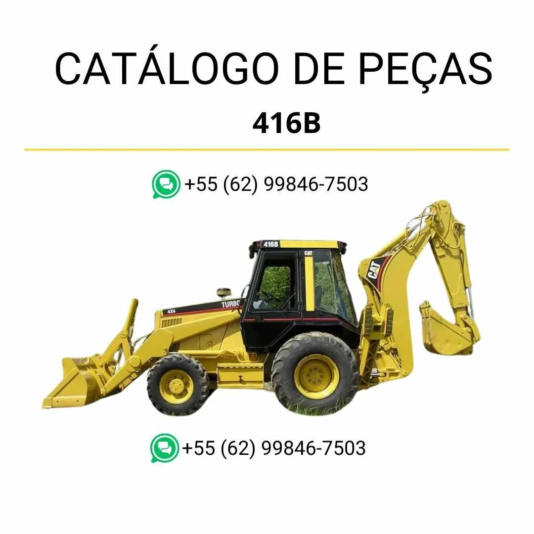 Catálogo de peças Caterpillar 416B em PDF com ilustrações técnicas detalhadas da retroescavadeira e lista completa de componentes originais.