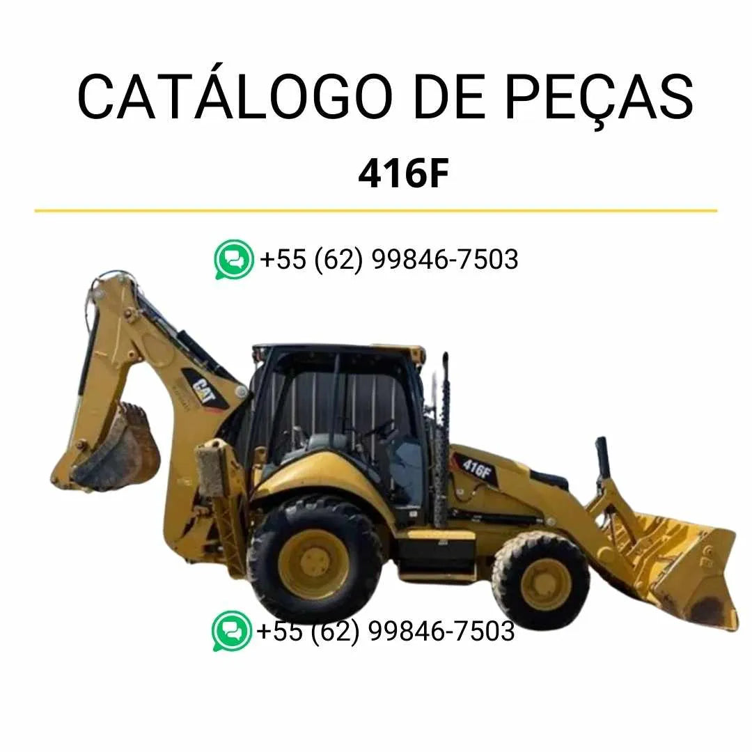 Catálogo de peças Caterpillar 416F em PDF com ilustrações técnicas precisas, vistas explodidas e lista completa de componentes originais da retroescavadeira.