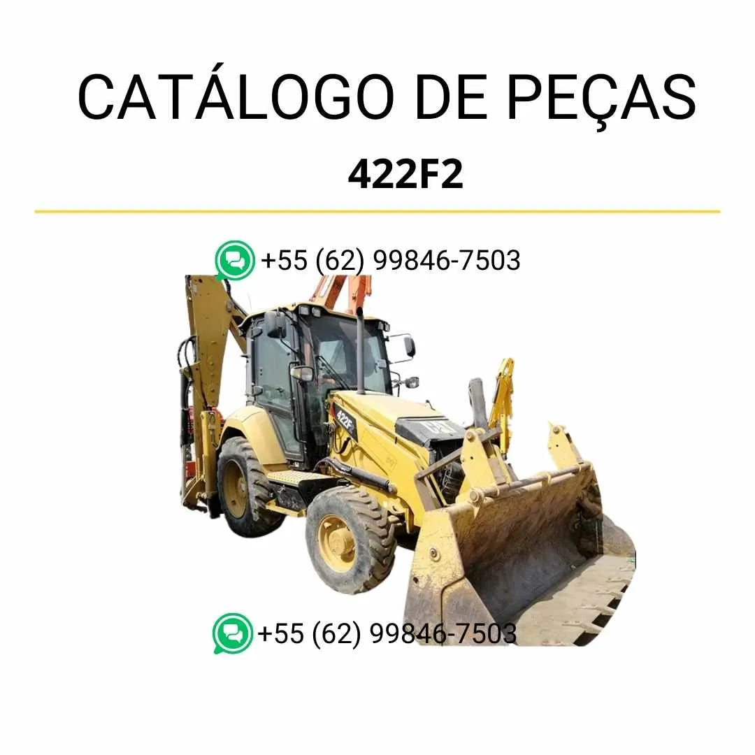 Catálogo de peças Caterpillar 422F2 em PDF com diagramas detalhados, códigos originais e ilustrações técnicas da retroescavadeira.