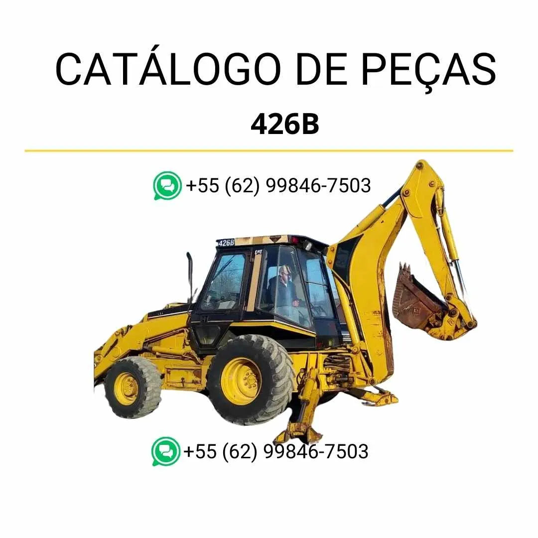 Catálogo de peças Caterpillar 426B em PDF com diagramas técnicos detalhados, códigos originais e ilustrações completas da retroescavadeira.