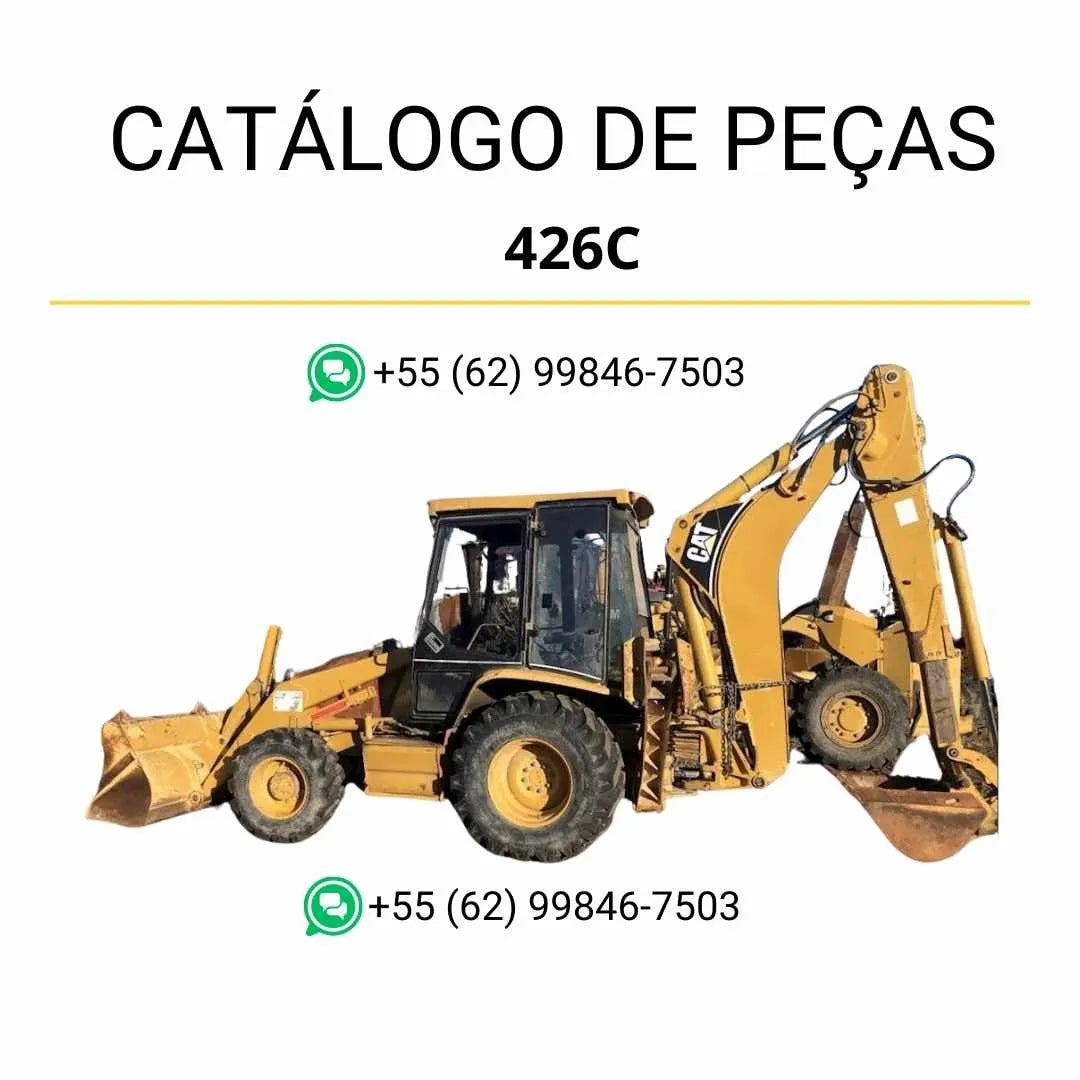 Catálogo de peças Caterpillar 426C em PDF com ilustrações detalhadas, códigos originais e vistas explodidas da retroescavadeira.