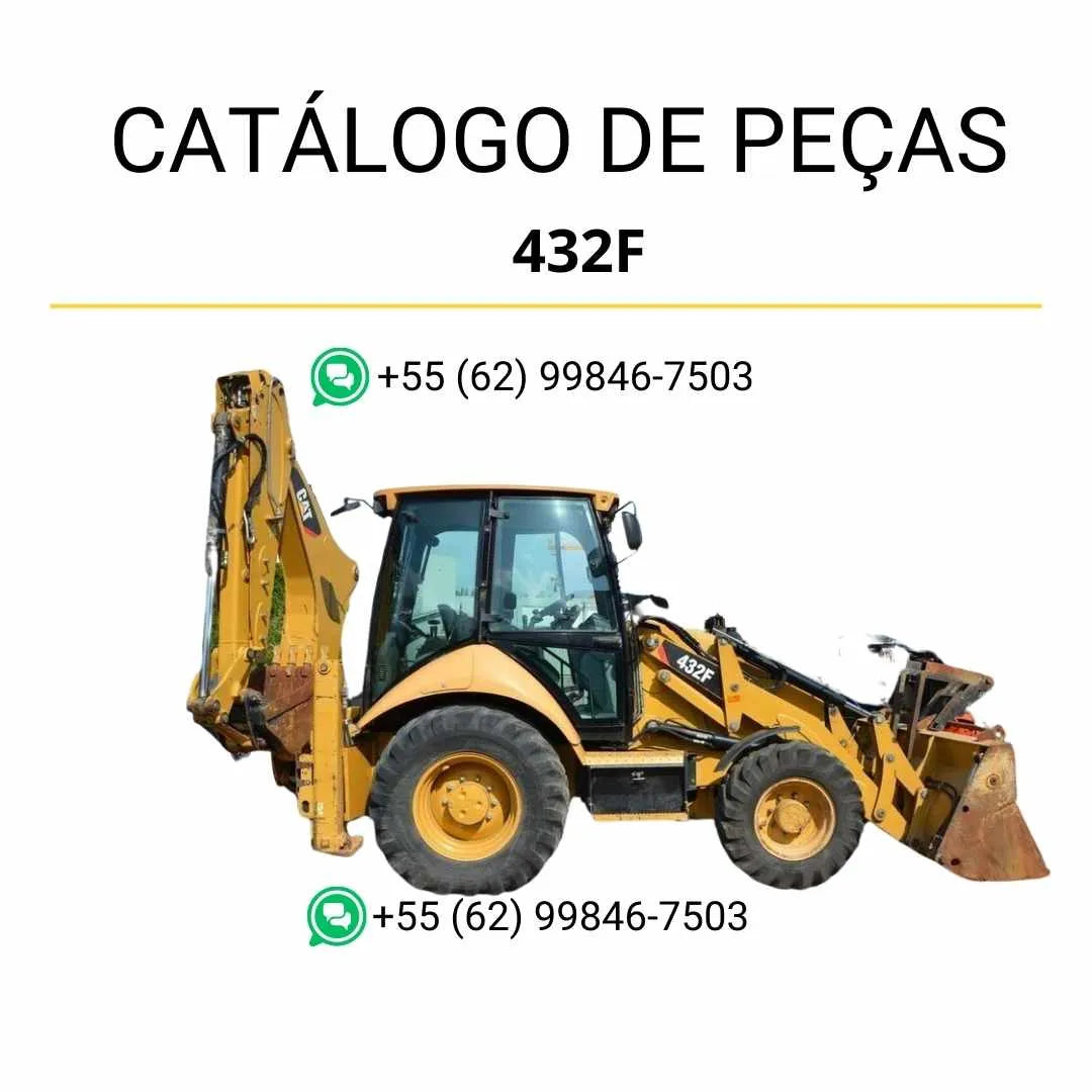 Catálogo de peças Caterpillar 432F em PDF com ilustrações técnicas detalhadas e códigos originais de cada componente da retroescavadeira.