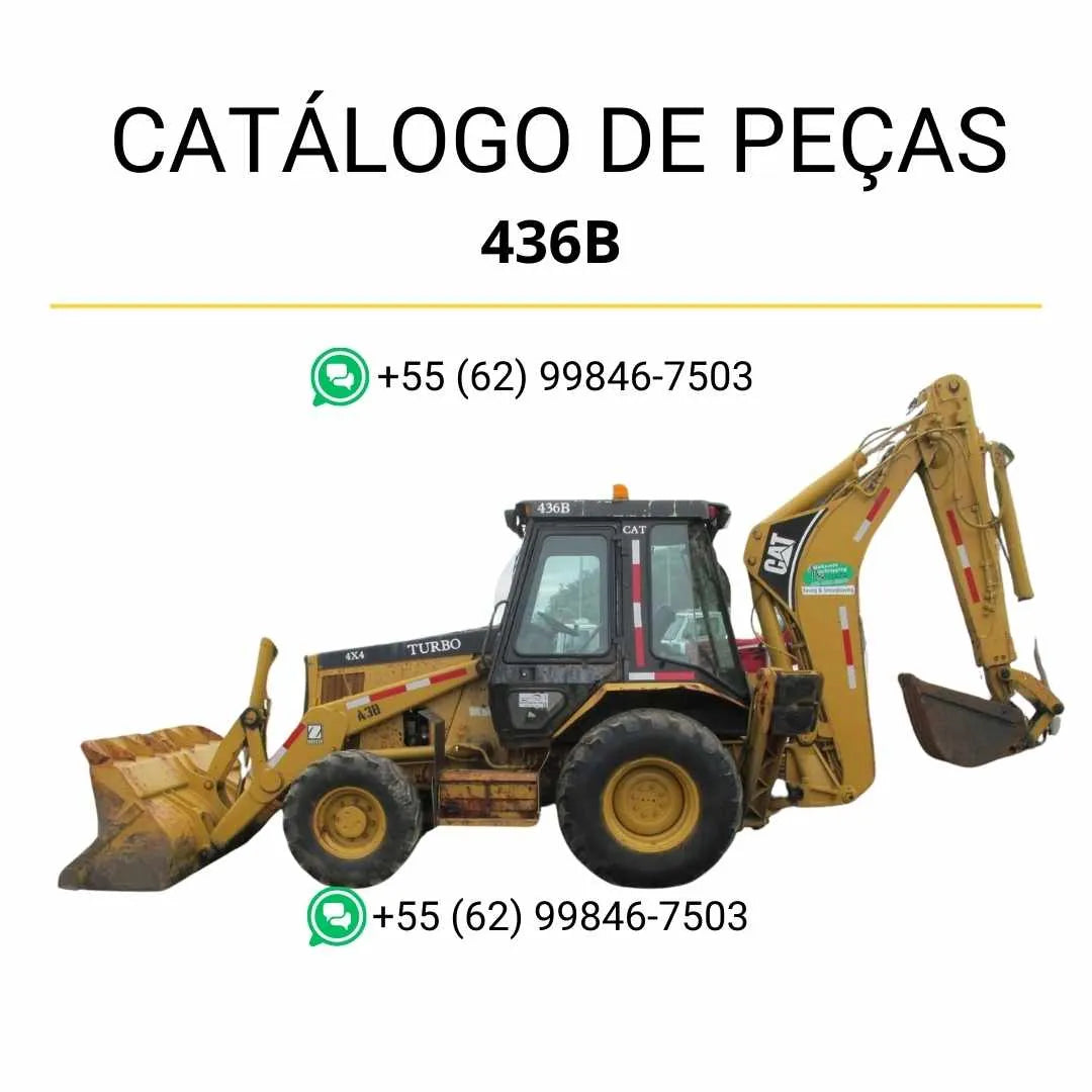Catálogo de peças Caterpillar 436B em PDF com diagramas técnicos completos e relação detalhada de componentes originais da retroescavadeira.