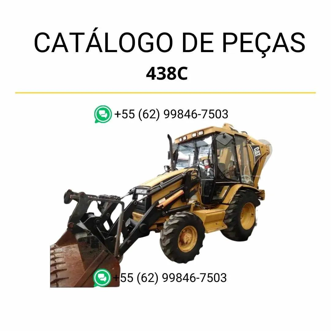 Catálogo de peças Caterpillar 438C em PDF com ilustrações técnicas detalhadas e lista completa de componentes originais da retroescavadeira.