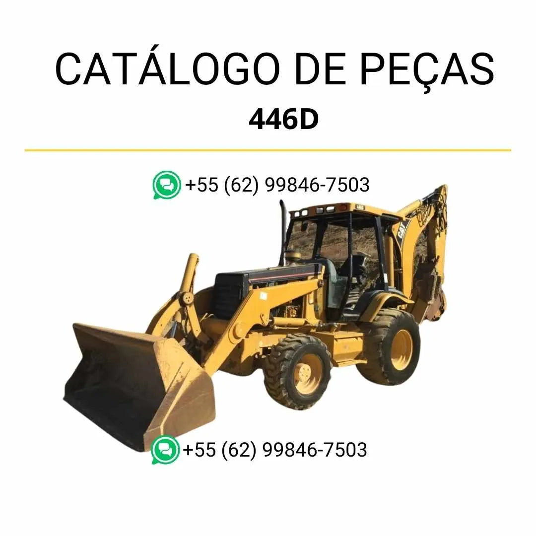 Catálogo de peças Caterpillar 446D em PDF com diagramas técnicos detalhados e lista completa de componentes originais da retroescavadeira Caterpillar.
