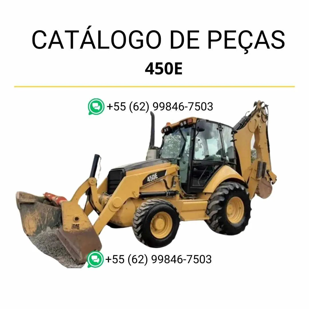 Catálogo de peças Caterpillar 450E em PDF com ilustrações técnicas completas e lista detalhada dos componentes originais da retroescavadeira Caterpillar.