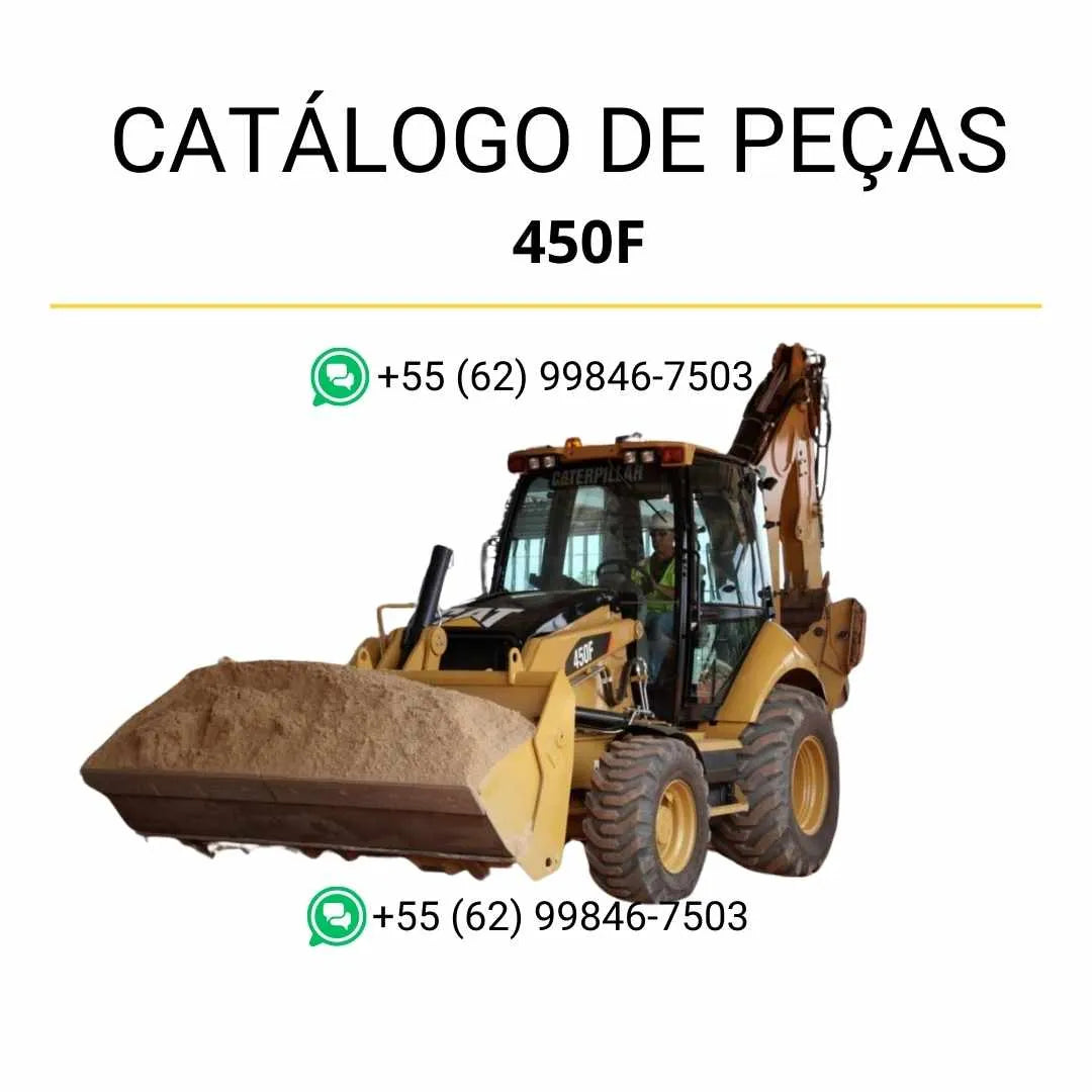 Catálogo de peças Caterpillar 450F em PDF com diagramas técnicos detalhados e lista completa de componentes da retroescavadeira Caterpillar.
