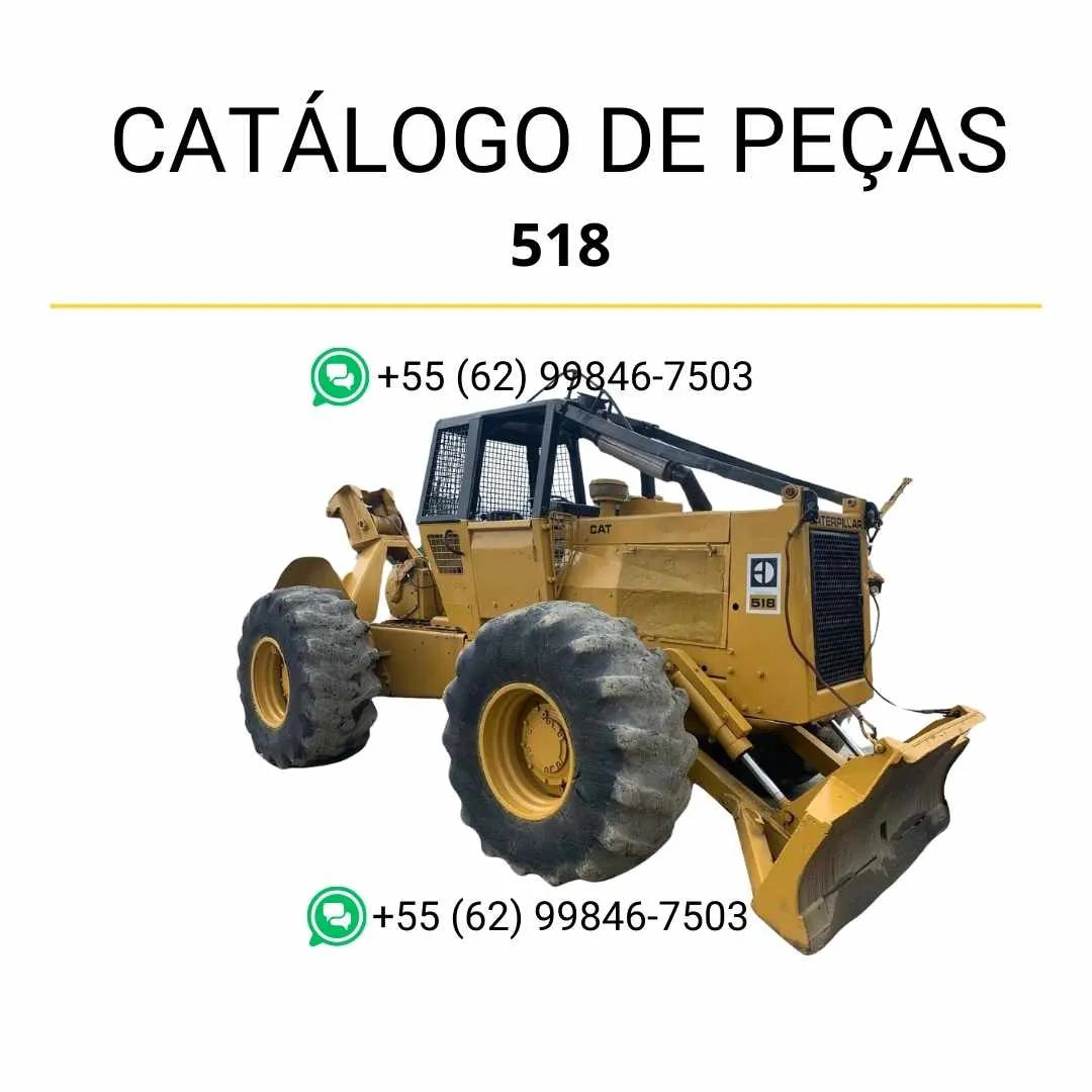 Catálogo de peças Caterpillar 518 Wheel Skidder em PDF com ilustrações técnicas detalhadas e identificação completa de componentes originais.