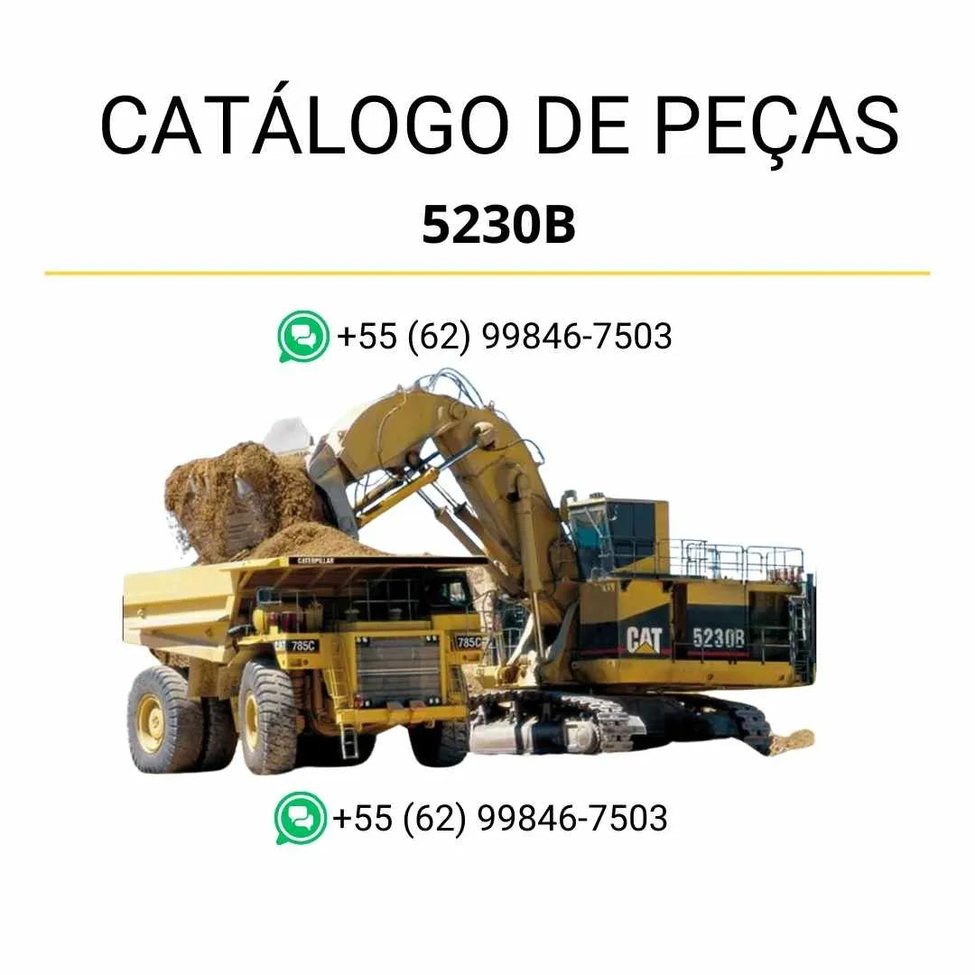 Catálogo de peças Caterpillar 5230B escavadeira de mineração em PDF com diagramas técnicos detalhados, vistas explodidas e lista completa de componentes originais.
