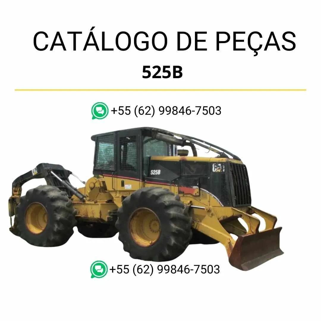 Catálogo de peças Caterpillar 525B Wheel Skidder em PDF com ilustrações técnicas detalhadas e identificação precisa de componentes originais.