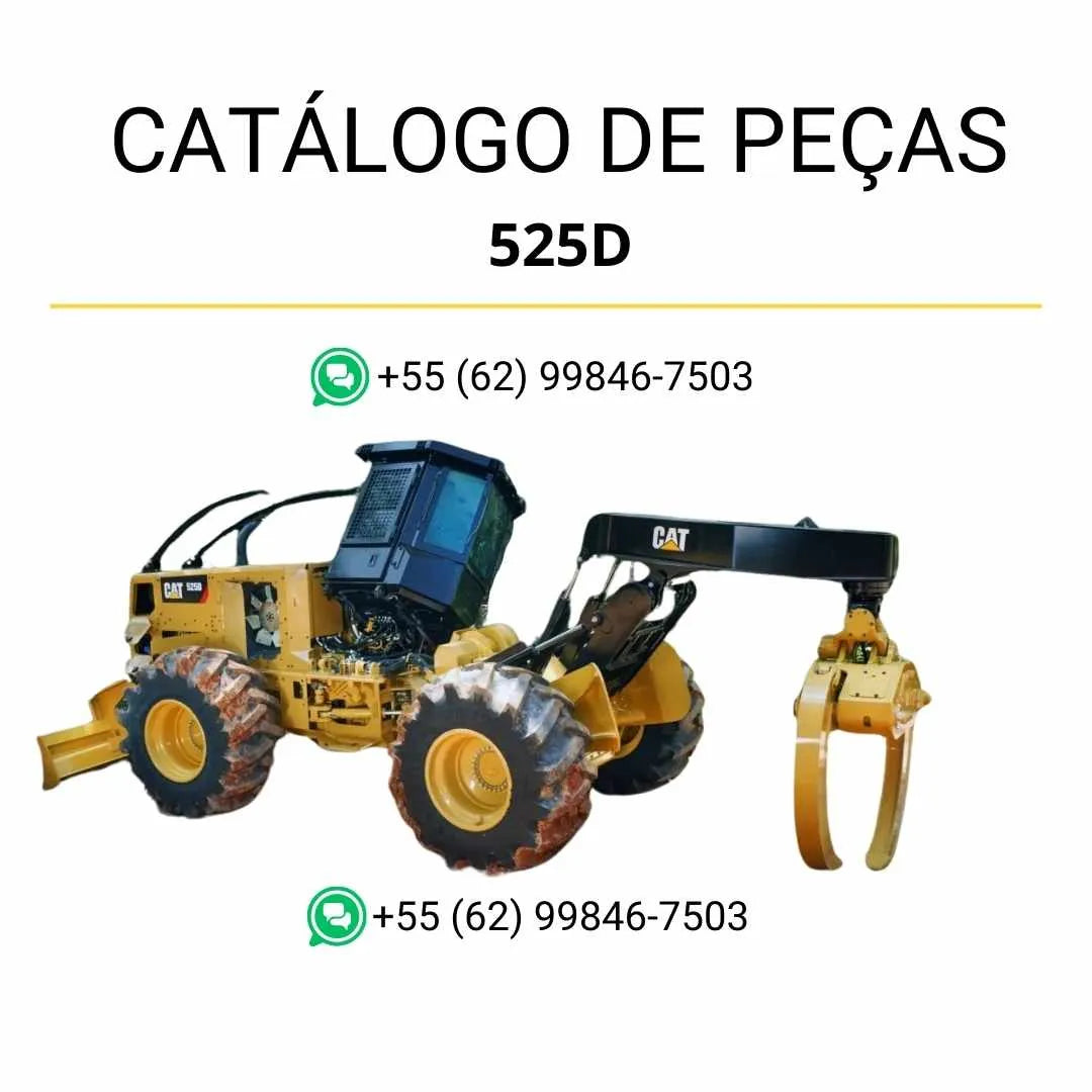 Catálogo de peças Caterpillar 525D Wheel Skidder em PDF com ilustrações técnicas precisas e tabela completa de componentes originais.