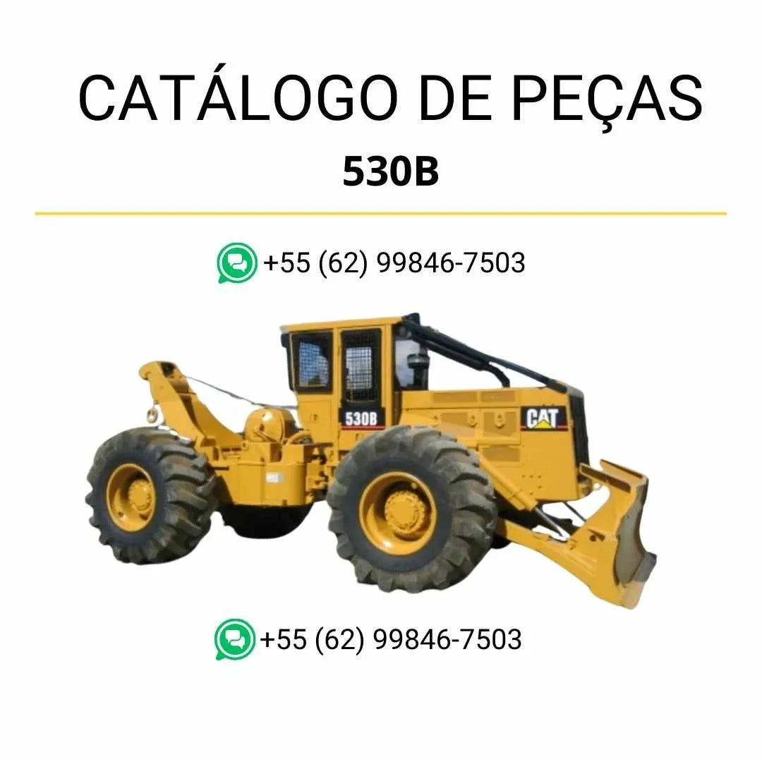 Catálogo de peças Caterpillar 530B Wheel Skidder em PDF com ilustrações detalhadas e identificação completa de componentes originais.