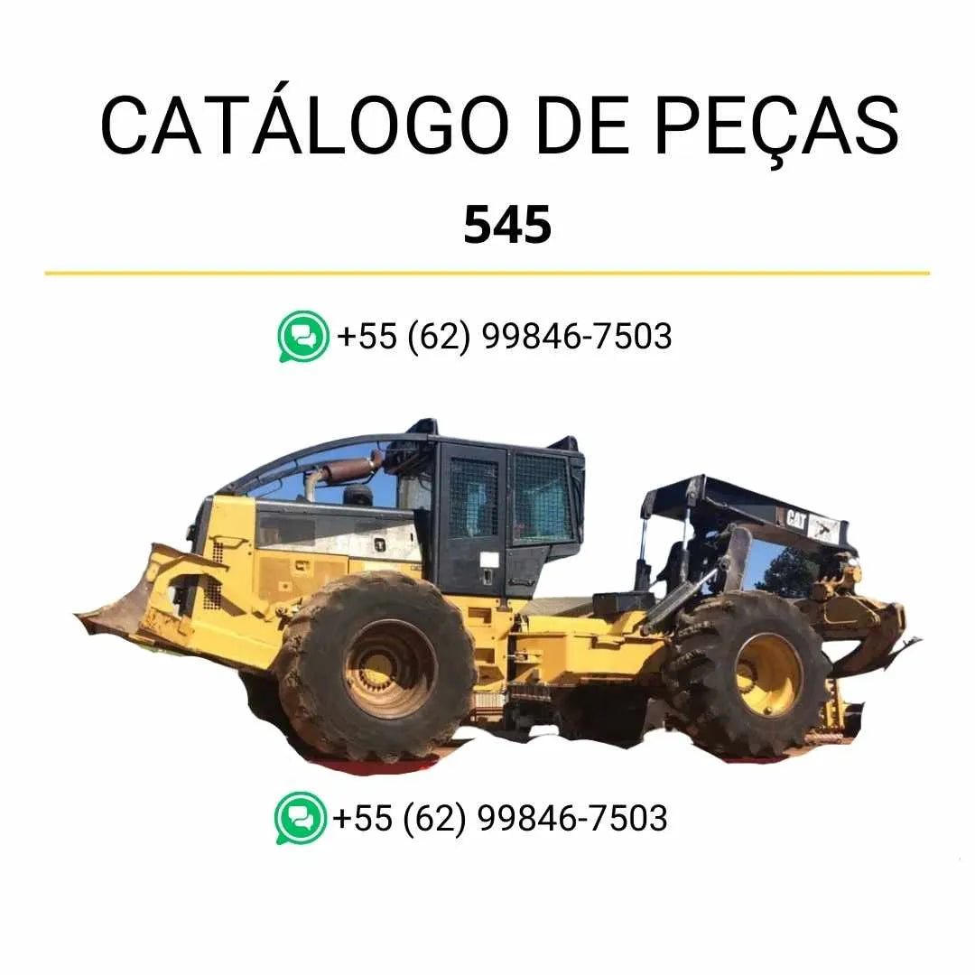 Catálogo de peças Caterpillar 545 Wheel Skidder em PDF com diagramas técnicos detalhados e lista completa de componentes originais da máquina florestal.