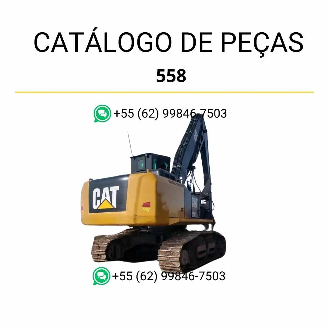 Catálogo de peças Caterpillar 558 escavadeira em PDF com ilustrações técnicas completas e lista detalhada de componentes originais para reposição.