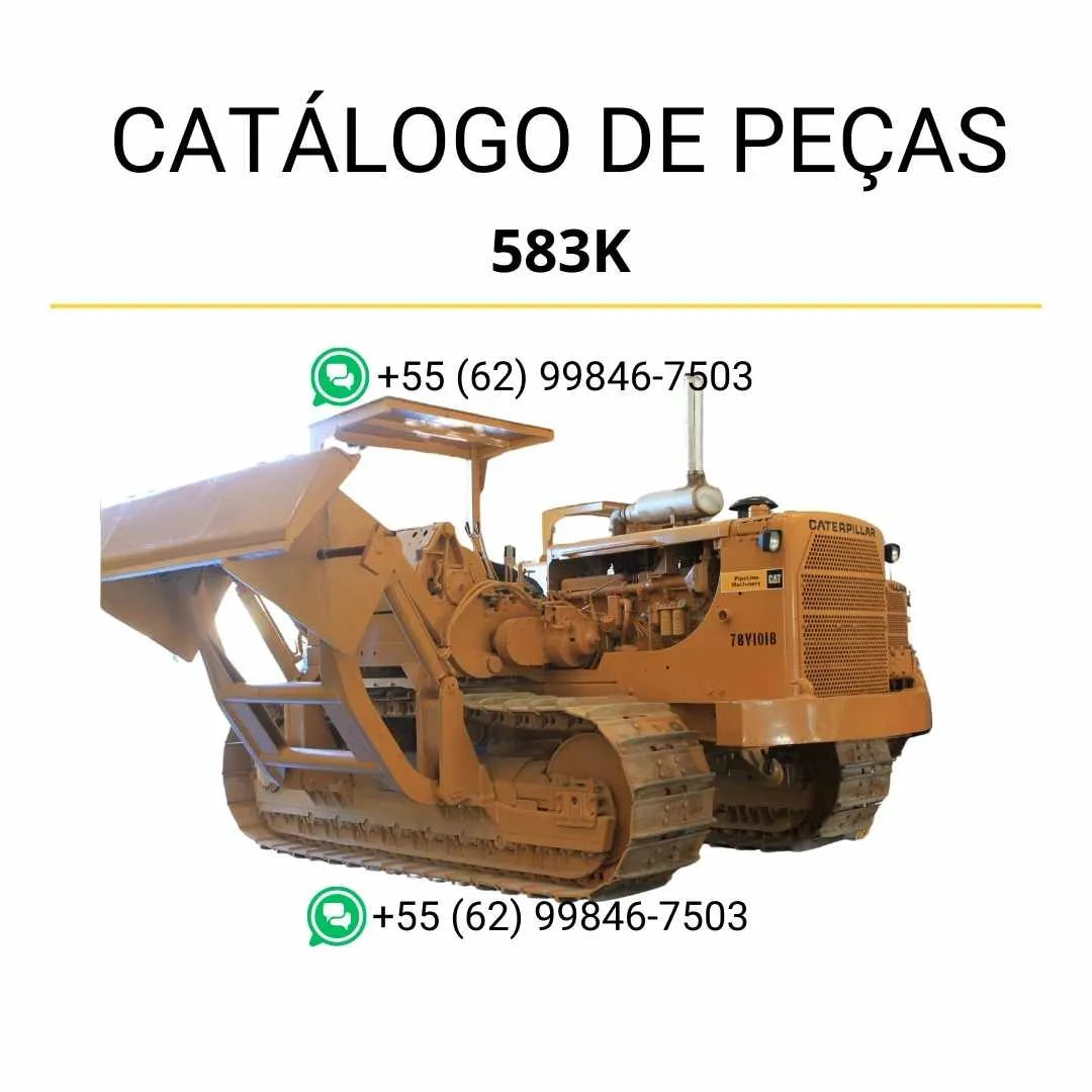 Catálogo de peças Caterpillar 583K em PDF com diagramas ilustrados e lista completa de componentes originais do assentador de tubos.