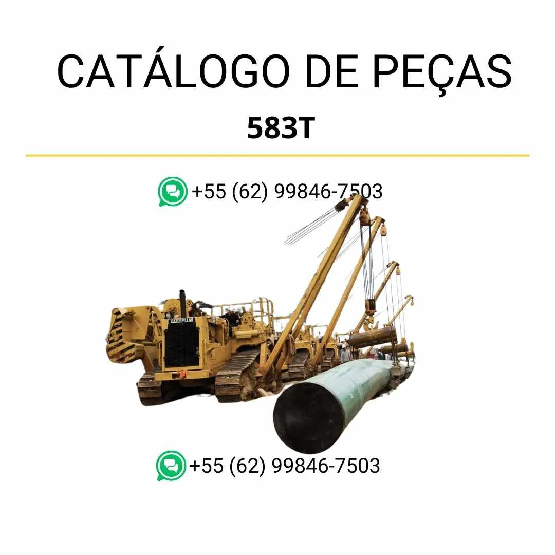 Catálogo de peças Caterpillar 583T em PDF com diagramas ilustrados e lista completa de componentes originais do assentador de tubos.