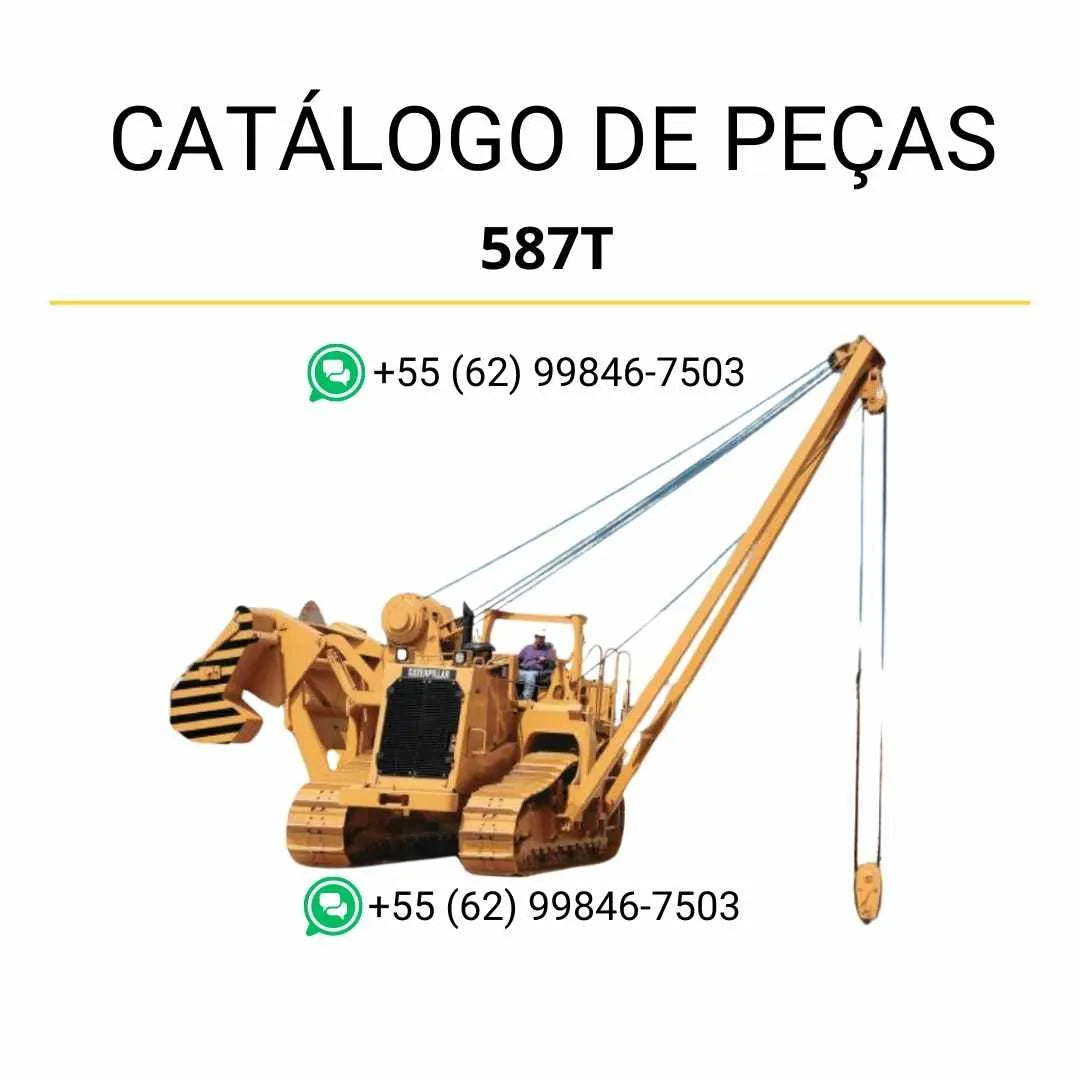 Catálogo de peças Caterpillar 587T em PDF com diagramas ilustrados e lista detalhada de componentes originais do assentador de tubos.