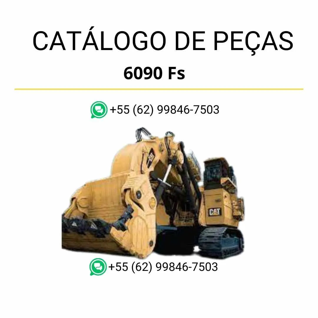 Catálogo de peças Caterpillar 6090 FS em PDF com diagramas detalhados e lista completa dos componentes da pá hidráulica de grande porte.
