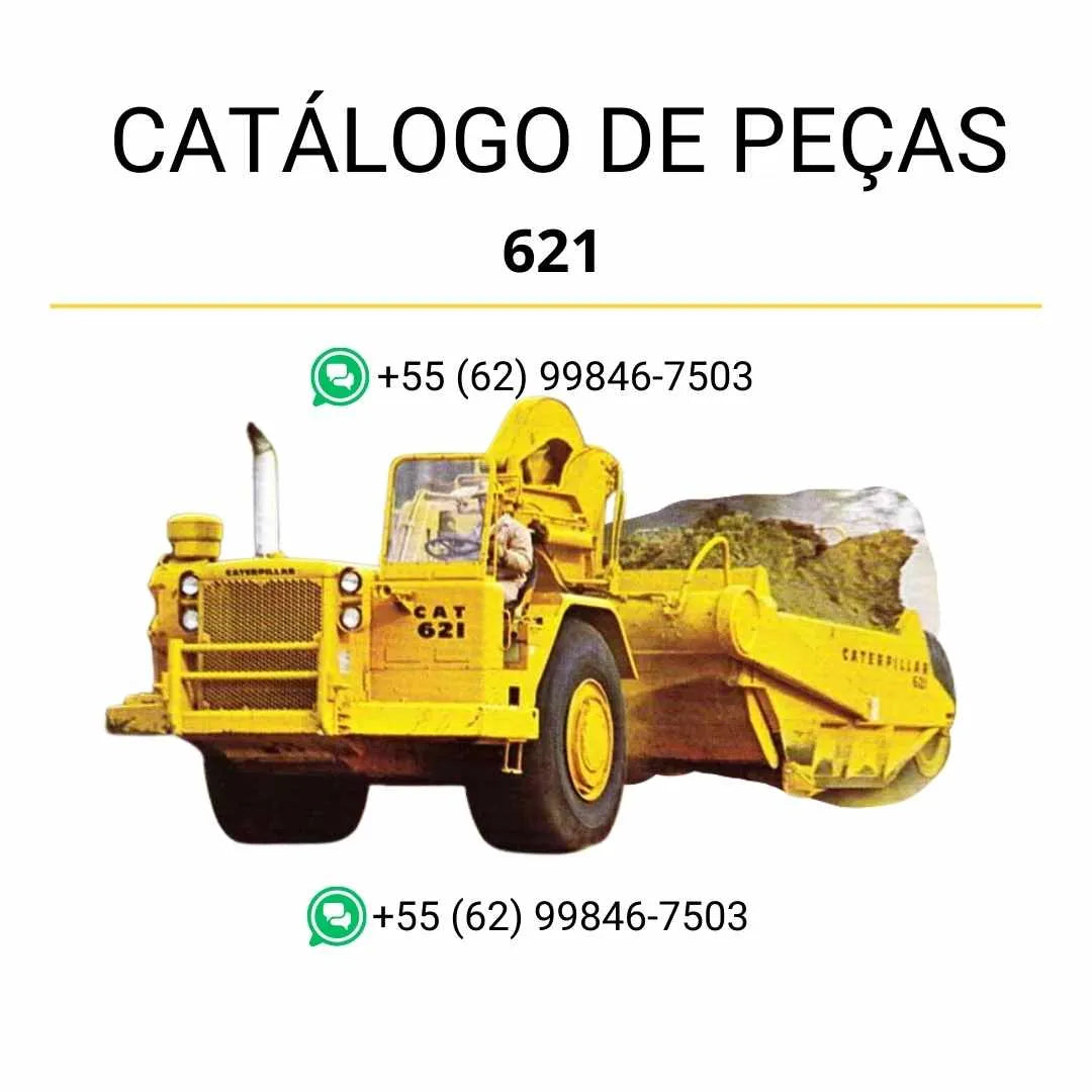 Catálogo de peças Caterpillar 621 em PDF com diagramas técnicos e identificação completa dos componentes originais do raspador de rodas.
