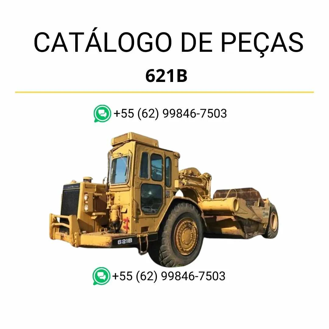 Catálogo de peças Caterpillar 621B em PDF com ilustrações técnicas detalhadas e relação completa dos componentes originais do raspador de rodas.