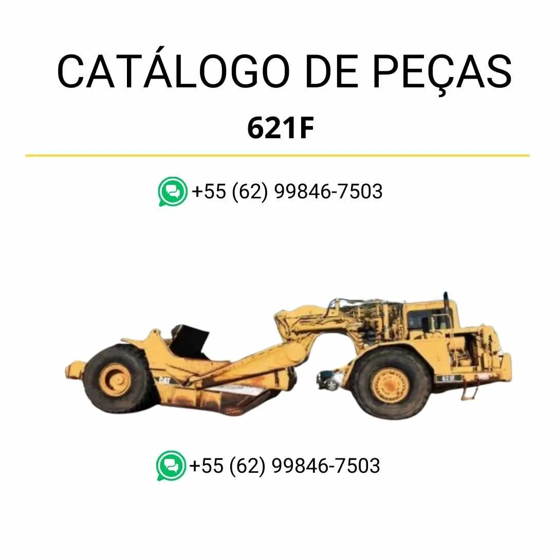 Catálogo de peças Caterpillar 621F em PDF com ilustrações técnicas e lista completa de componentes originais do raspador de roda.