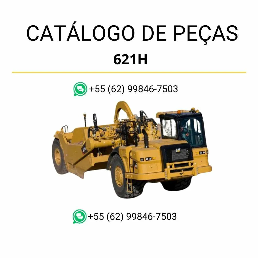 Catálogo de peças Caterpillar 621H em PDF com diagramas detalhados e identificação completa de componentes do trator de rodas.