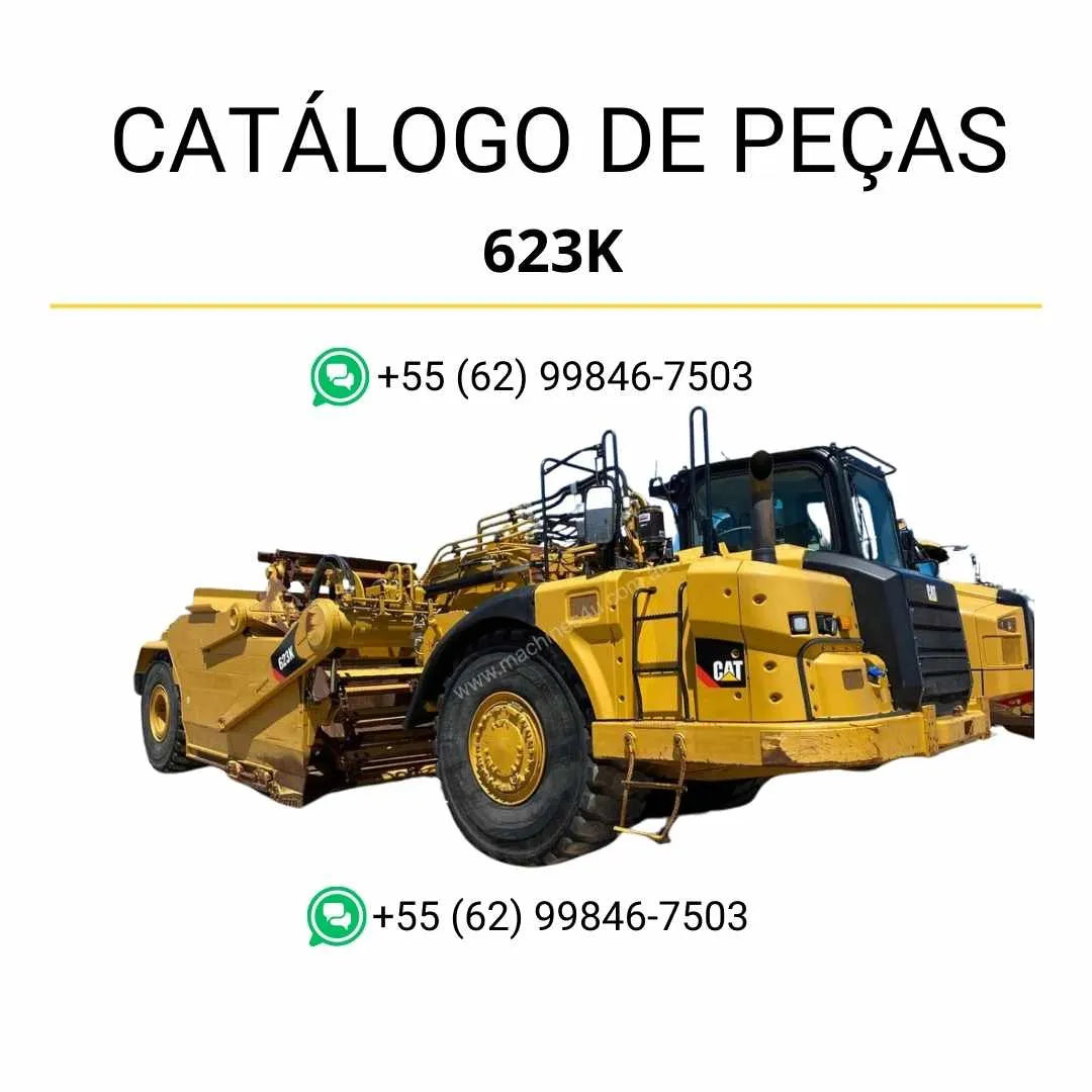 Catálogo de peças Caterpillar 623K em PDF com diagramas técnicos e lista detalhada de componentes do wheel tractor-scraper.