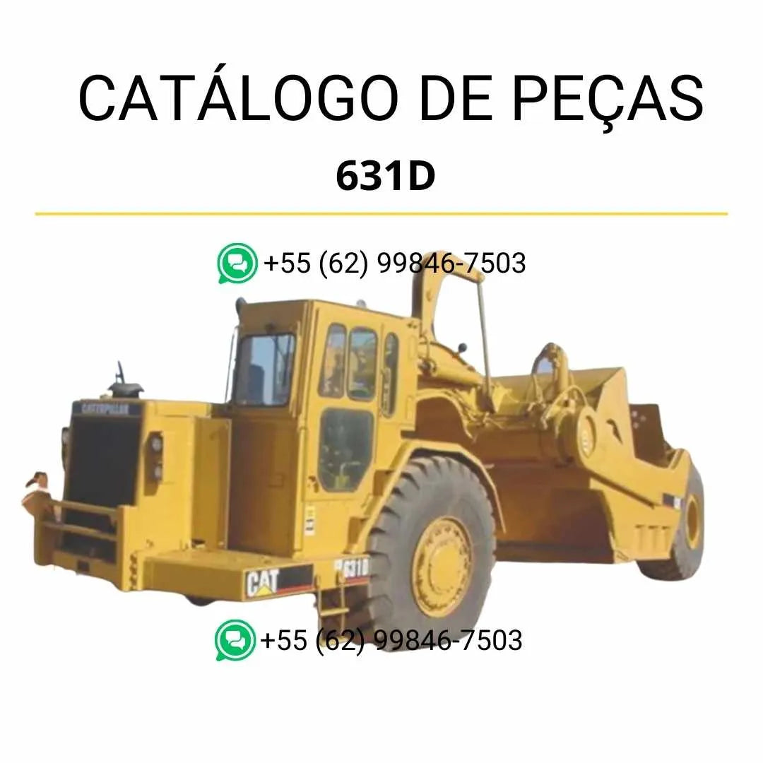 Catálogo de peças Caterpillar 631D em PDF com diagramas completos do trator de rodas e ilustrações técnicas dos componentes originais.