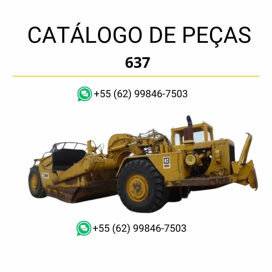 Catálogo de peças Caterpillar 637 em PDF com ilustrações técnicas detalhadas do trator de rodas e relação completa de componentes originais.