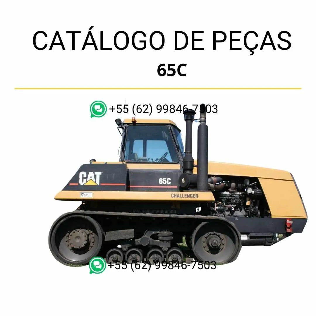Catálogo de peças Caterpillar 65C Challenger em PDF com ilustrações detalhadas, diagramas técnicos e lista completa dos componentes do trator agrícola.