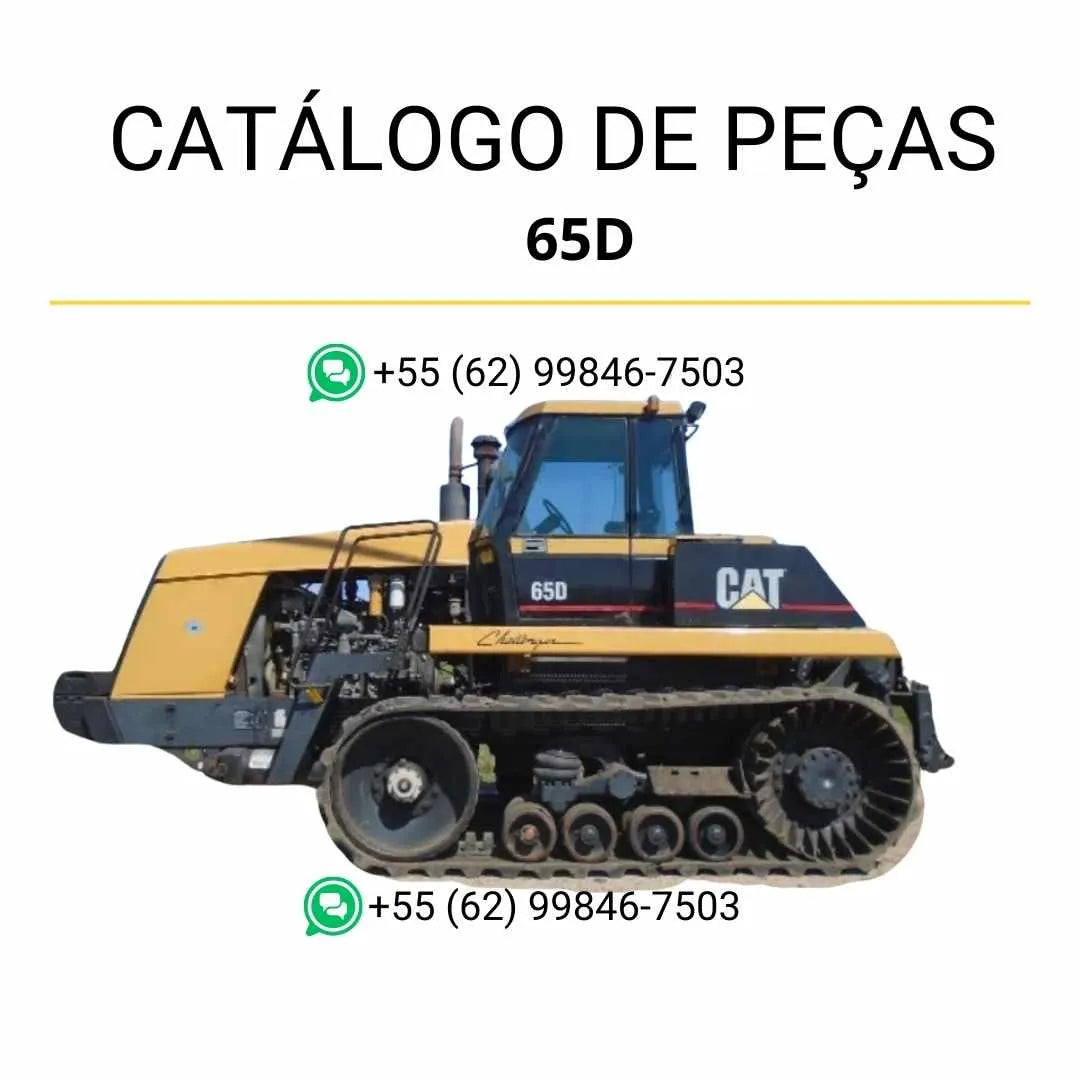 Catálogo de peças Caterpillar 65D Challenger em PDF com diagramas técnicos detalhados e lista completa dos componentes originais do trator agrícola.