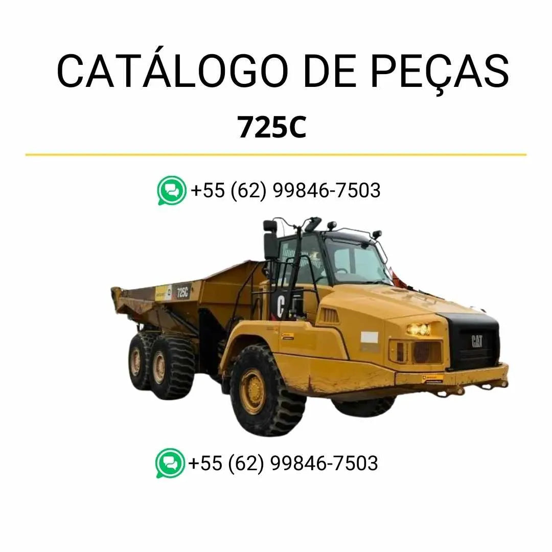 Catálogo de peças Caterpillar 725C caminhão articulado em PDF com ilustrações detalhadas e lista completa de componentes originais.