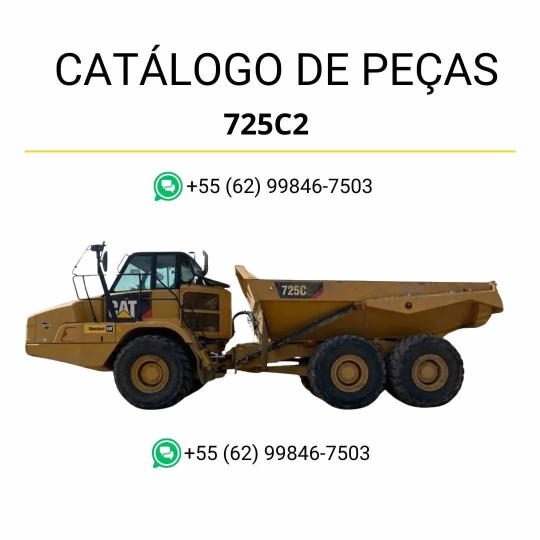 Catálogo de peças Caterpillar 725C2 caminhão articulado em PDF com diagramas técnicos e lista detalhada de componentes originais.