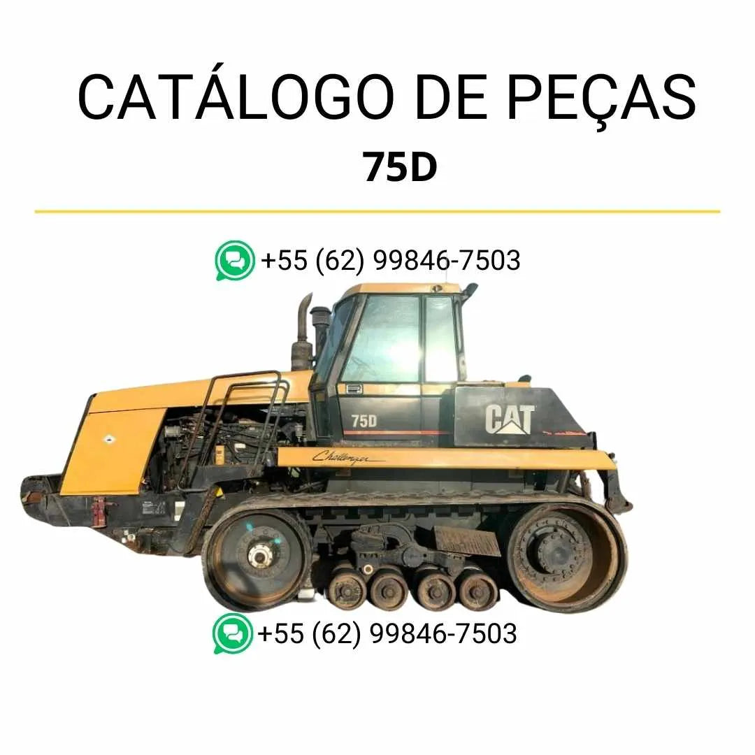 Catálogo de peças Caterpillar 75D Challenger em PDF com diagramas técnicos e lista completa de componentes originais do trator agrícola Challenger.
