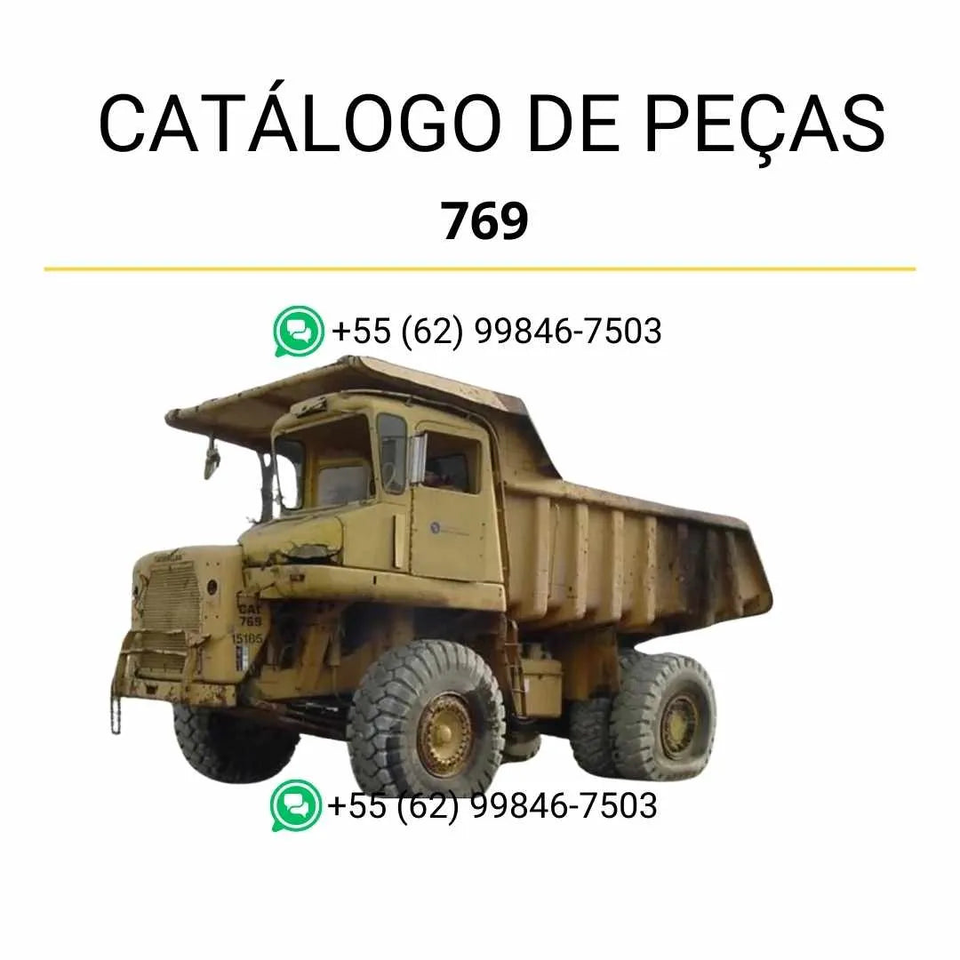 Catálogo de peças Caterpillar 769 em PDF com ilustrações técnicas detalhadas e lista completa dos componentes originais do caminhão.