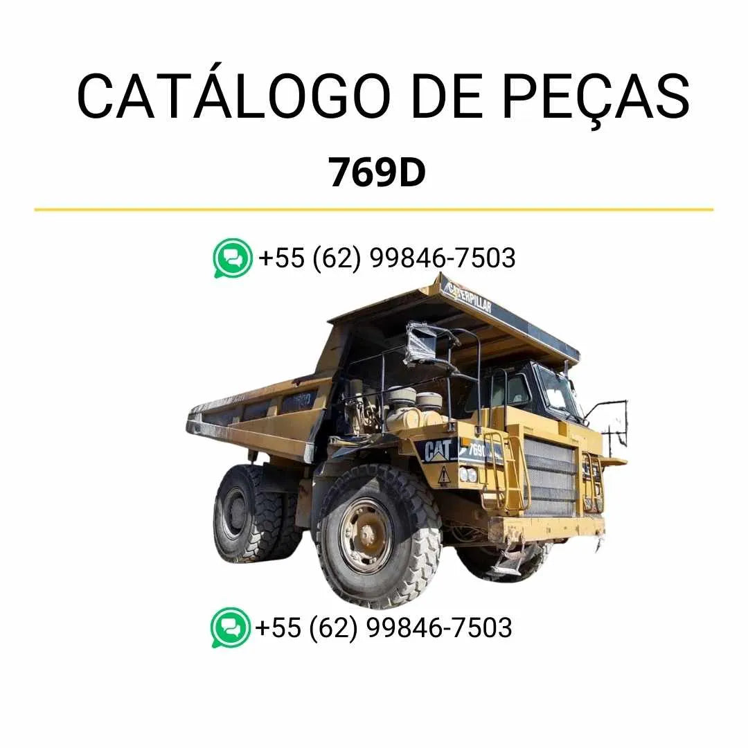 Catálogo de peças Caterpillar 769D em PDF com ilustrações técnicas detalhadas e lista completa dos componentes originais do caminhão basculante.