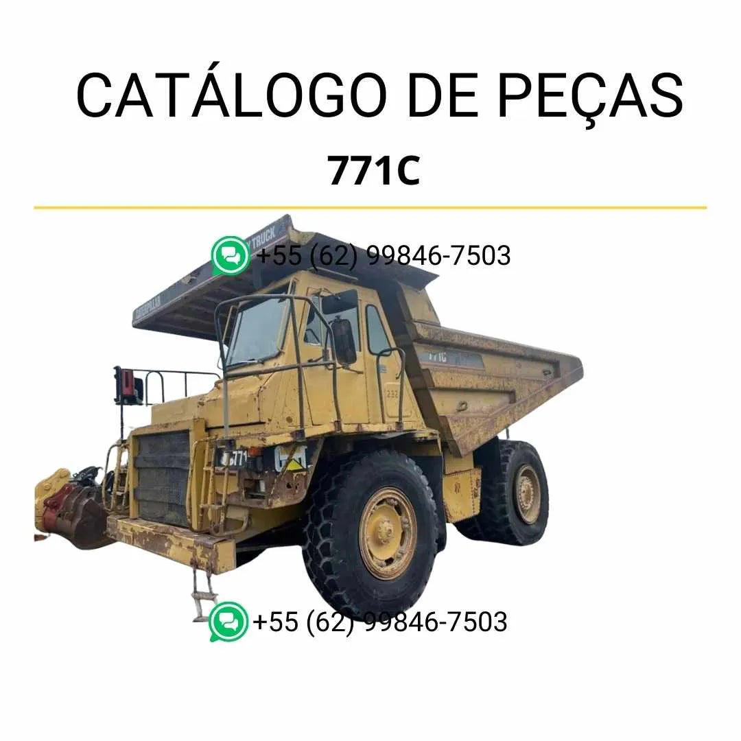 Catálogo de peças Caterpillar 771C em PDF com diagramas técnicos completos e lista detalhada dos componentes originais do caminhão basculante.