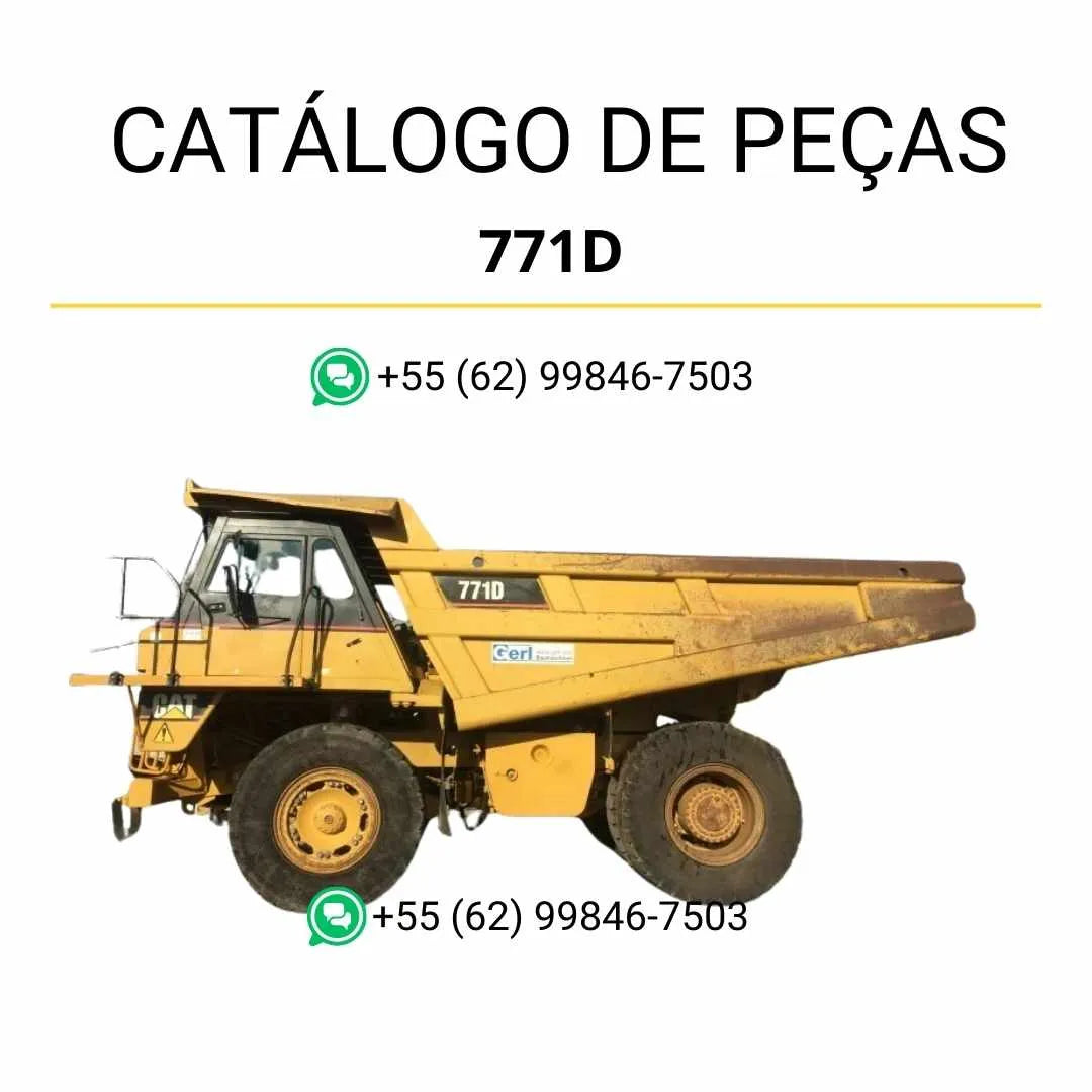 Catálogo de peças Caterpillar 771D em PDF com diagramas técnicos detalhados e identificação completa dos componentes originais do caminhão basculante.