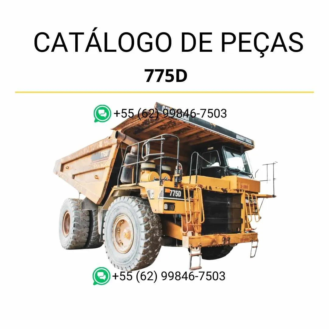 Catálogo de peças Caterpillar 775D em PDF com diagramas técnicos completos e identificação detalhada dos componentes originais do caminhão basculante.